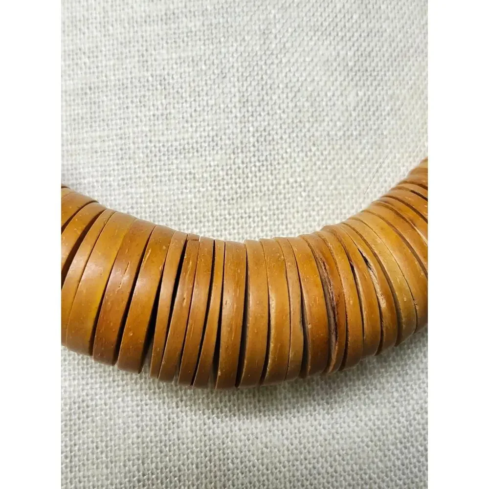 Vintage Berber Graduated Chunky Wood Disc Beaded Necklace, 18